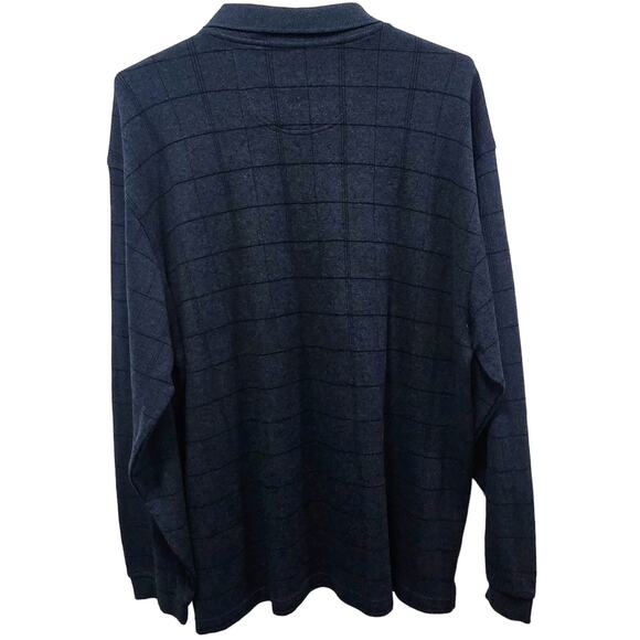 Van Heusen Studio Blue w/Big Black Checks Men's Sweater Polo-Style Shirt 2XLT - Picture 2 of 5